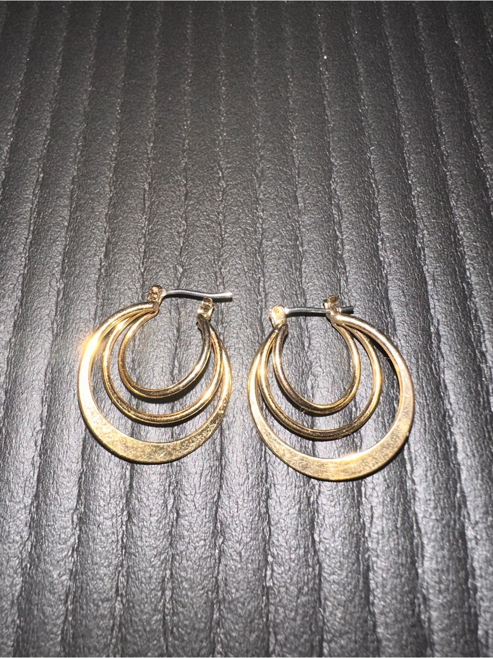 Layered Gold Triple Hoop Earrings for Women